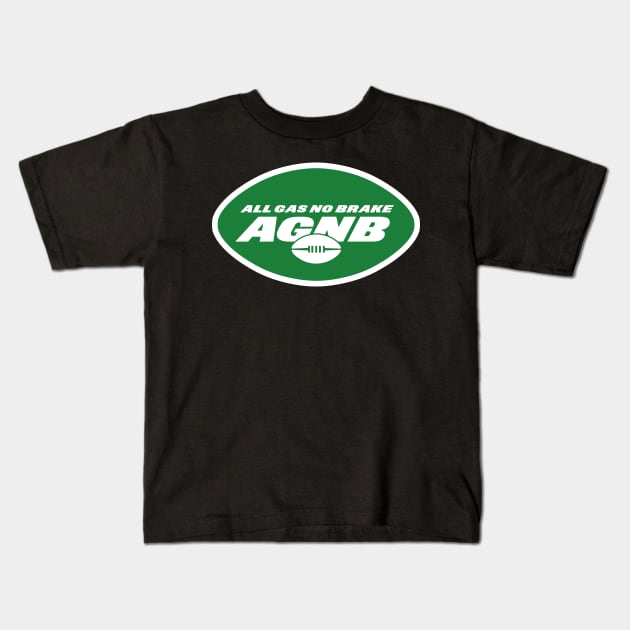 All Gas No Brake New York Jets Kids T-Shirt by Carl Cordes